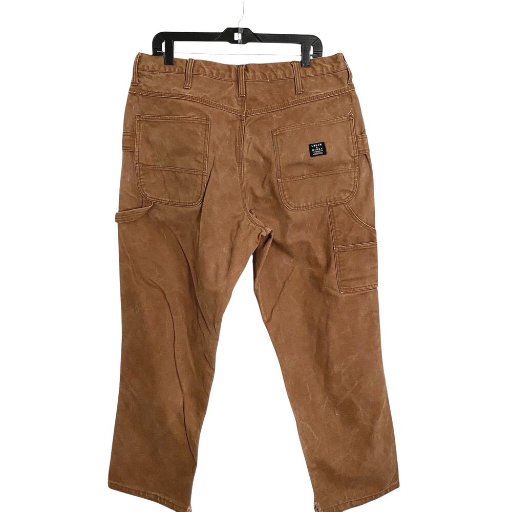 Lakin & Mckey Pants Mens 38x30 (29  .50) Brown Duck Canvas Double Knee Carpenter